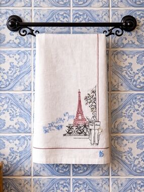 Yves Delorme Luxury Brand French High-End Linen Paris Embroidery Dish Towel